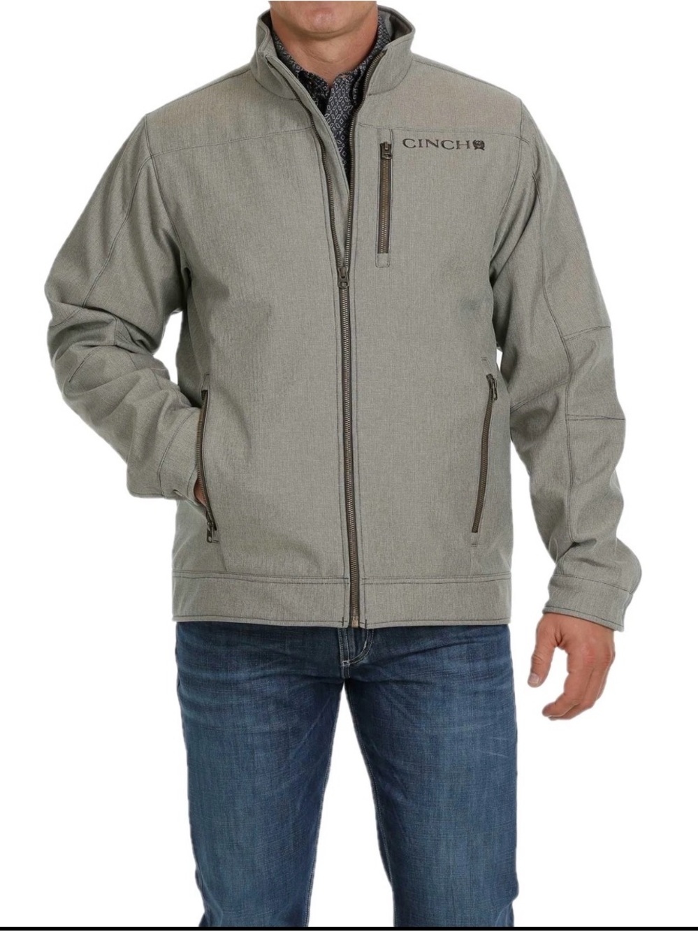 Cinch Men's Heathered Light Gray Softshell Jacket